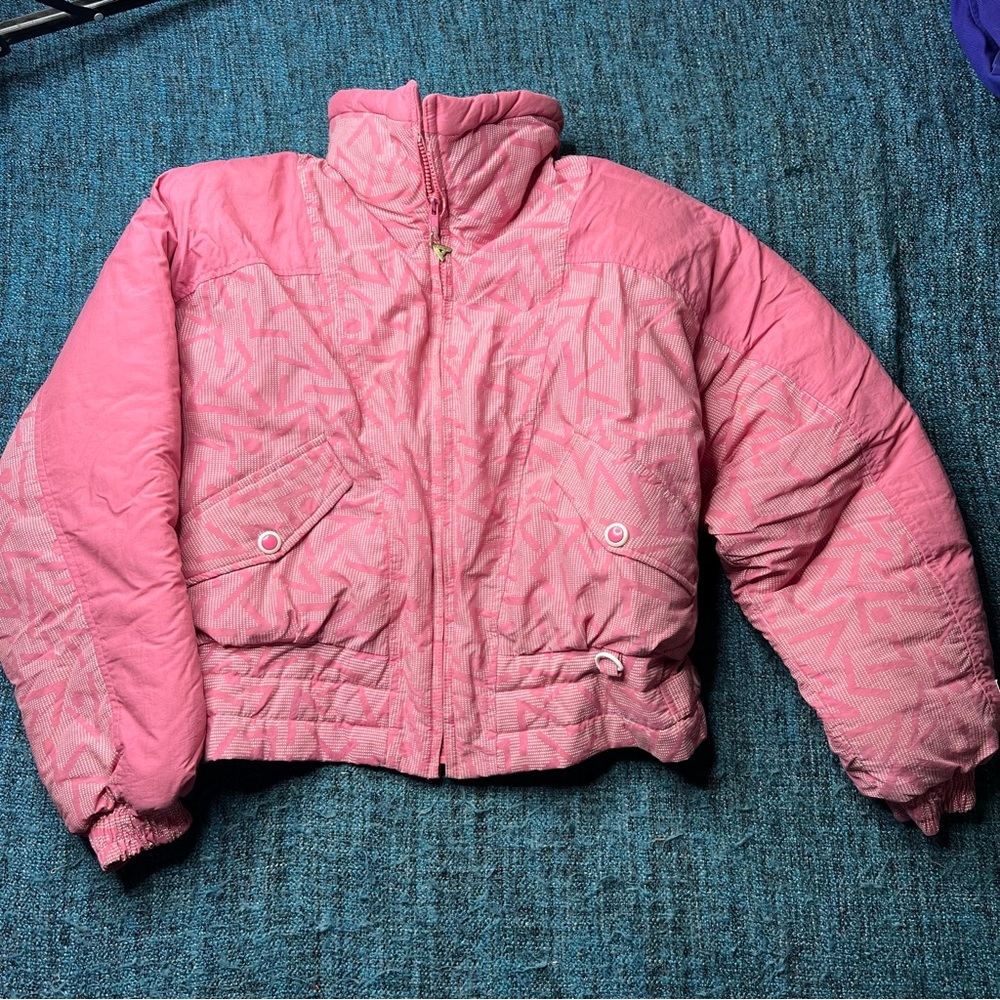 Vintage Alpine Designs Goose Down Filled Snow Skii Winter Jacket in Pink